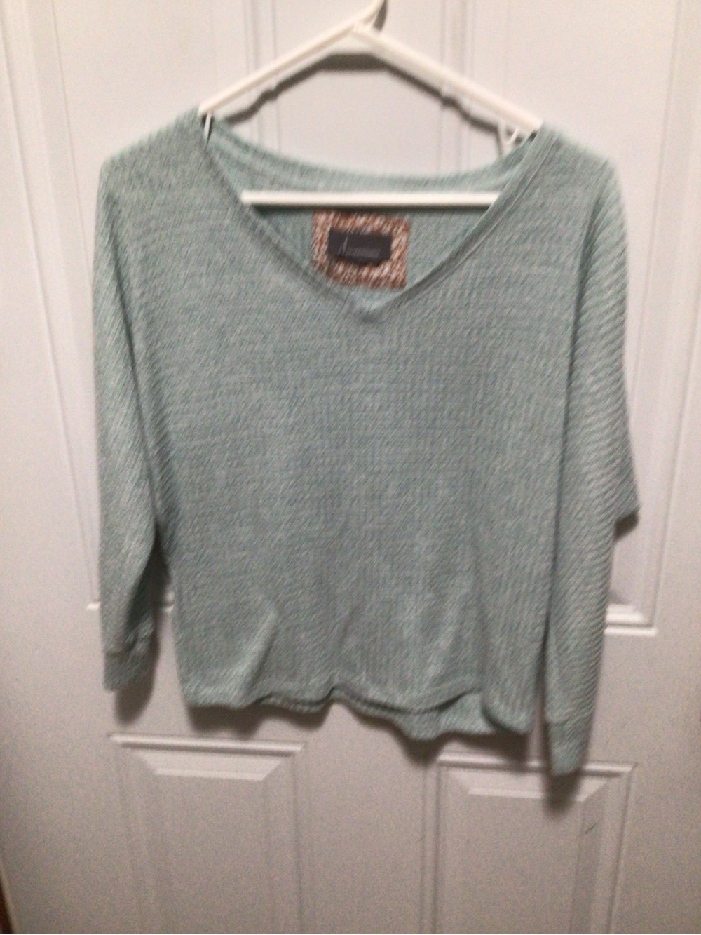 Anthropologie Mint Green Waffle-Knit Pullover